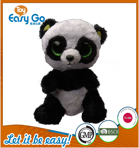 Customized hot sale sitting big eyes panda plush toys 